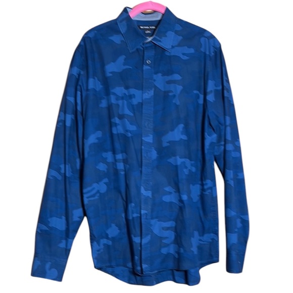 Michael Kors Blue Camo Shirt Size L - Picture 1 of 6